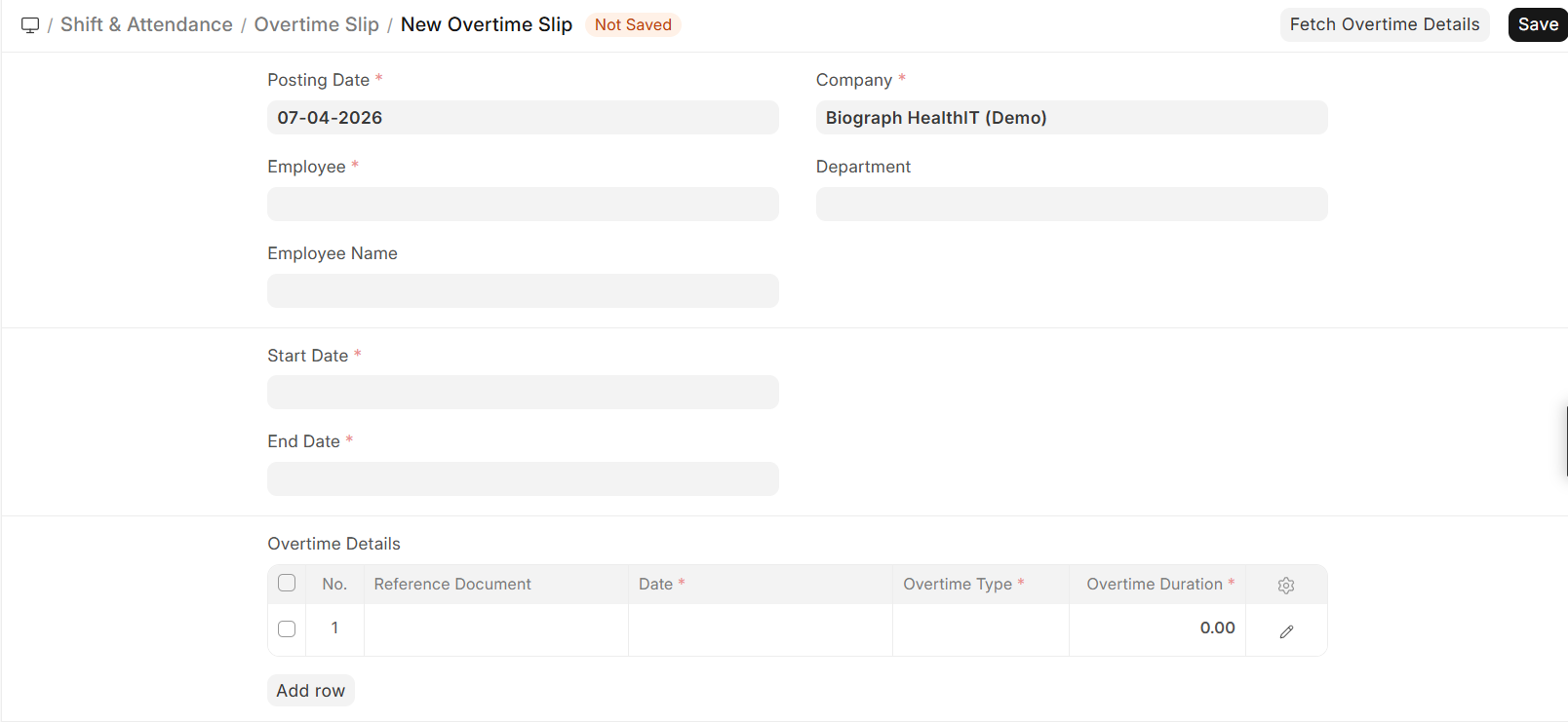 Overtime Slip