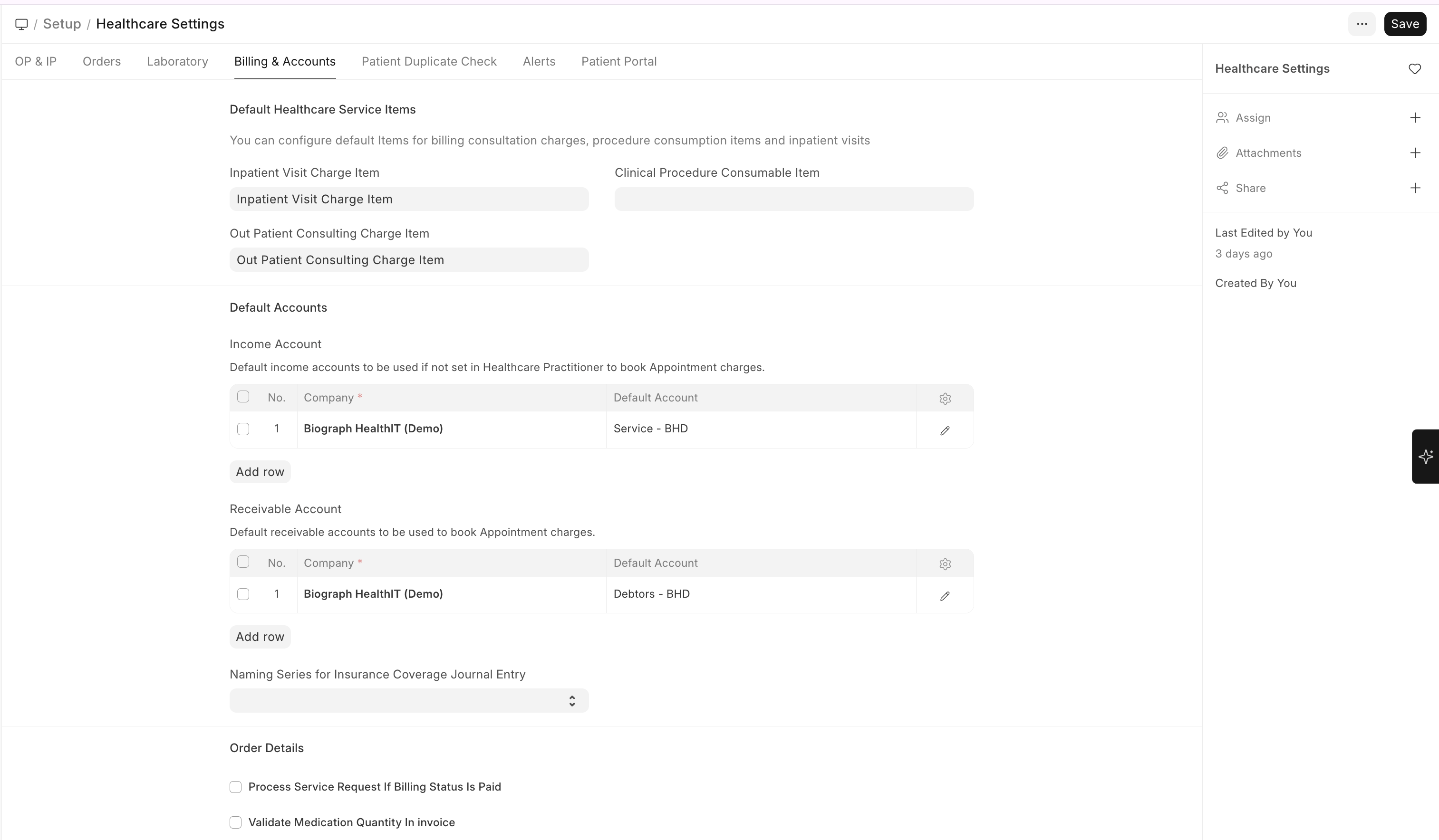Billing Settings
