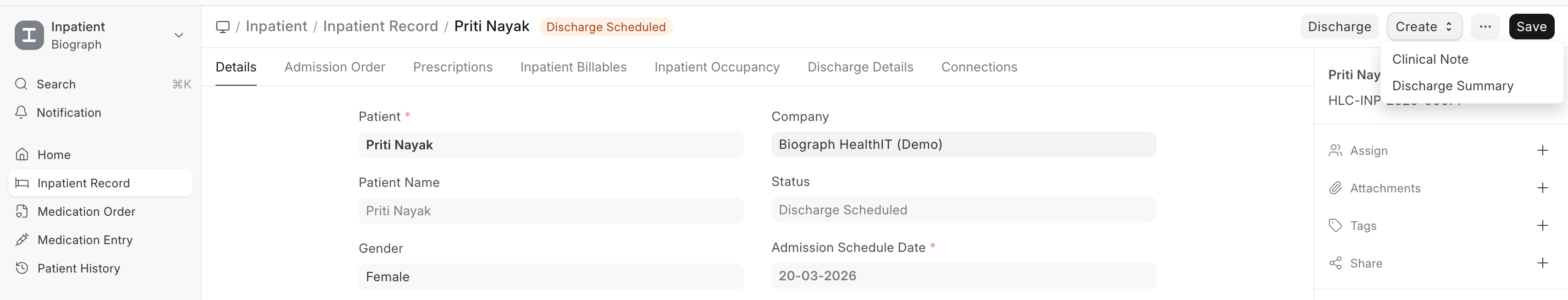 Inpatient Clinical Notes