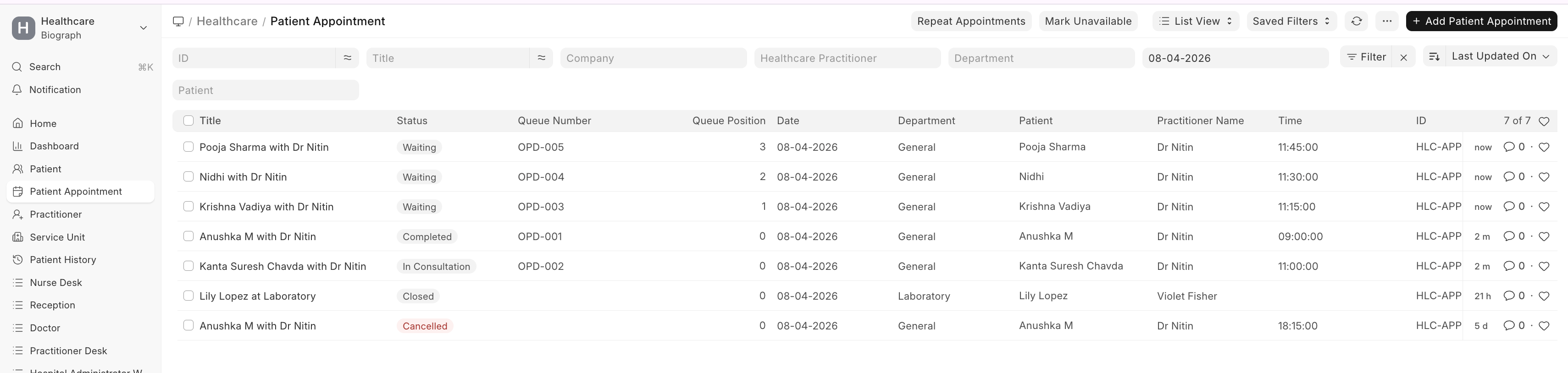 Next Patient Dashboard